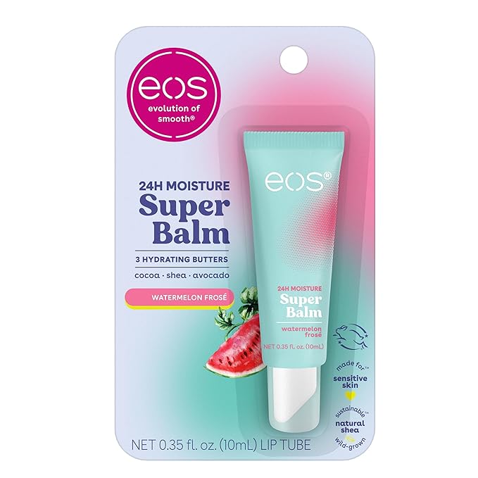 eos 24H Moisture Super Balm - Watermelon Frosé, Day or Night Lip Treatment, Made for Sensitive Skin, Lip Balms & Moisturizers, 0.35 fl oz