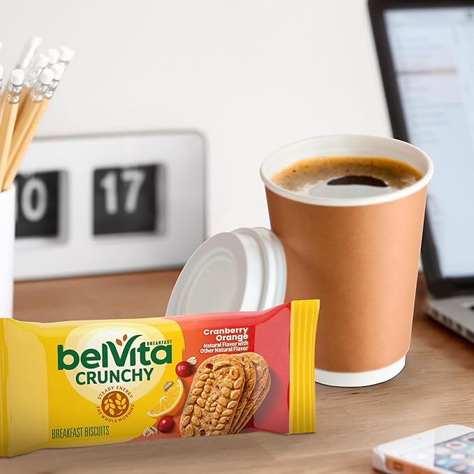 belVita Breakfast Bars Biscuits, Cranberry Orange, 30 Total Packs, 6 Boxes (4 Biscuits Per Pack)