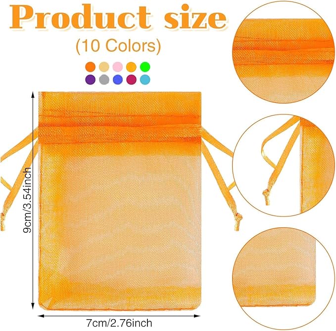 100 Pcs Organza Gift Bags Mix Colors Small Jewelry Pouches Wedding Jewelry Bag 2x3 Inch Favour bags Lavender Bag for Wedding Birthday Party Christmas Candy Mesh Bags