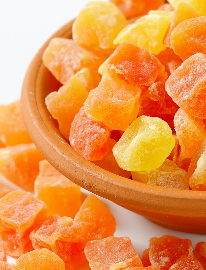 Anna and Sarah Dried Tropical Fruit Trio Diced Pineapple-Diced Mango-Diced Papaya In Resealable Bag, 16 oz