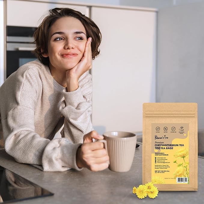 KHWAN’S TEA Chrysanthemum Flower Tea – Premium Herbal Tea, Caffeine-Free, Sun-Dried Flowers, Soothing Aroma, Perfect for Relaxation