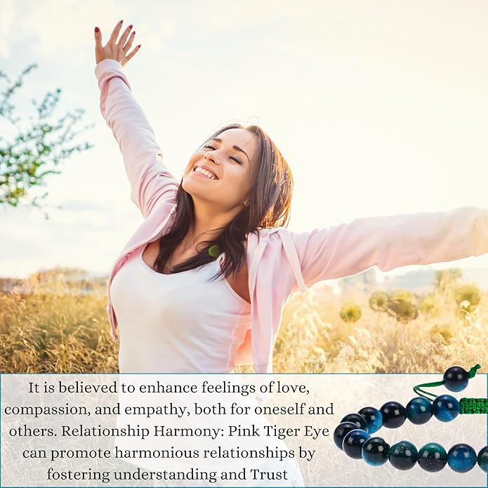 Energy Protection Crystal Handmade Adjustable Bead Bracelet Perfect for Men, Women’s Gift - Gemstone Healing Stretch Bracelet Pulsera Para Hombre Mujer Stocking Stuffer