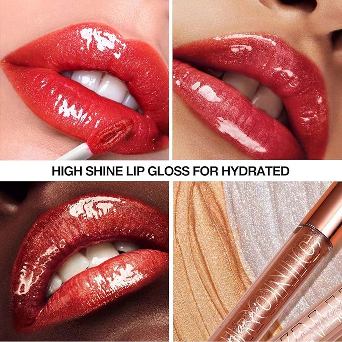 Honey Lip Gloss Lip Plumper Gloss Tinted Glitter Lipgloss Lip oil Moisturizing High Shine And Vegan Plumping Lip Gloss For Women Long-Lasting Dry Lip Care (Honey # 05)