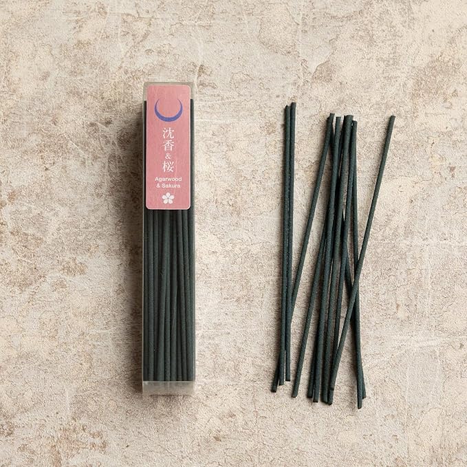 Asayu Japan Low Smoke Incense Sticks - Sakura Set (Sakura-Sandalwood & Sakura-Agarwood), 40gr (Each Scent 20g), for Yoga, Zen Meditation and Relaxation - Smokeless for Less Irritation
