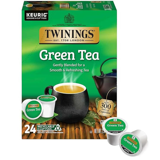 Twinings Green Tea K-Cup Pods for Keurig, 24 Count (Pack of 1), Smooth Flavour, Enticing Aroma, Caffeinated, Enjoy Hot or Iced