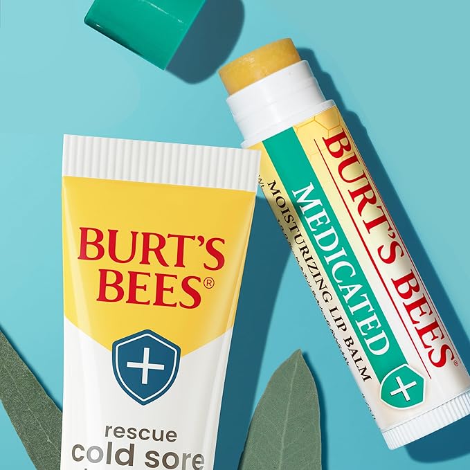 Burt's Bees Lip Balm Stocking Stuffers, Moisturizing Lip Care Christmas Gifts for Dry Chapped Lips, Medicated with Menthol & Eucalyptus, 100% Natural (2-Pack)