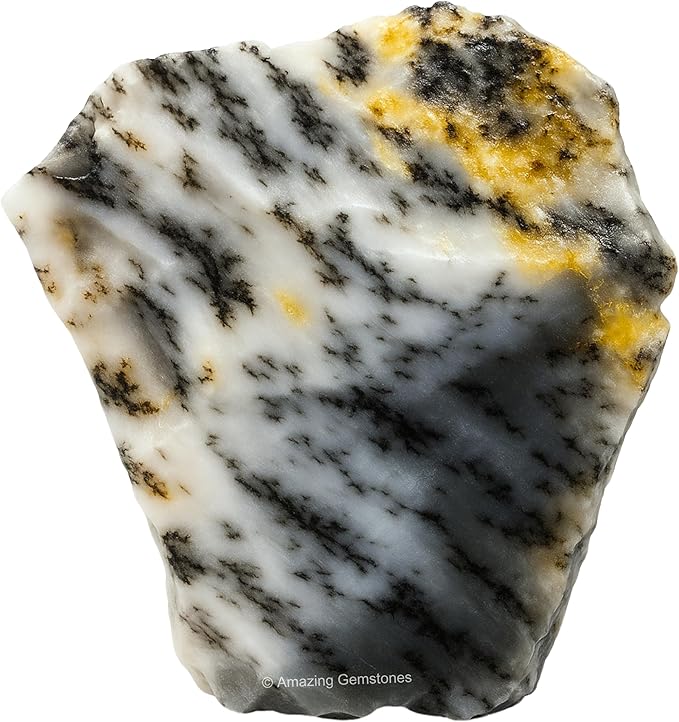 Amazing Gemstone Dendrite Opal Raw Crystals and Healing Stones, Natural Rocks for Tumbling - DIY Raw Stones and Crystals, 2 Pieces