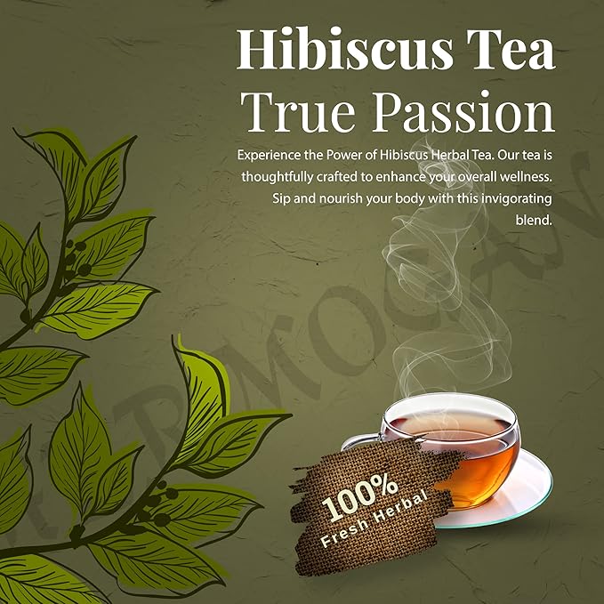 HERBOGANIC Hibiscus Herbal Tea - Digestion and Immune Support | Refreshing and Delicious Blend | Natural Ingredients | 20 Tea Bags