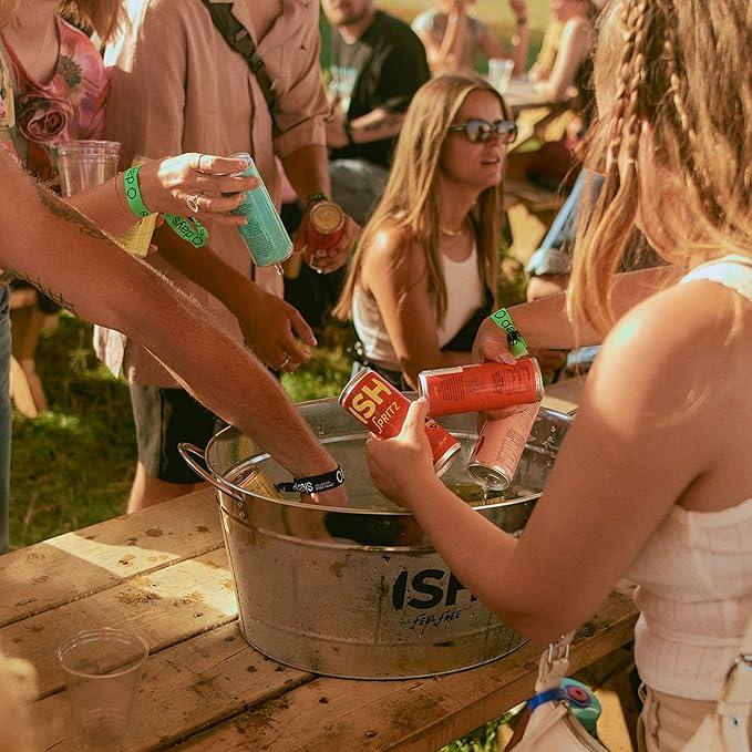 ISH Spritz, Non Alcoholic Aperol Canned Cocktail, Award Winning Non-Alcoholic Spirits, Gluten Free, Zero Proof Orange Bitters, Mocktail Drinks, Ready to Drink Cans, Mocktails for Party, 4 Pack