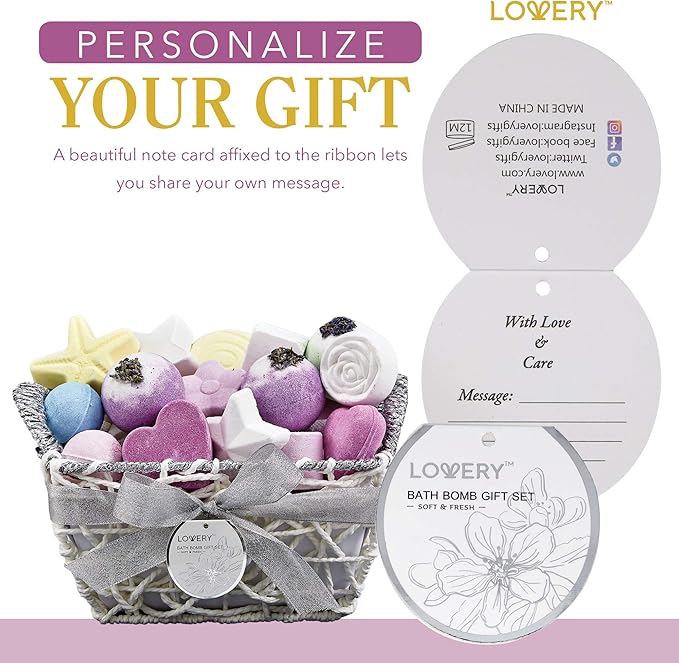 Bath Bombs Gift Set for Women, 17 Large Bath Fizzies in Assorted Colors, Shapes & Scents, Bath and Body Spa Set with Shea & Coco Butter, Ultra Rich Spa Set in Handmade Weaved Basket