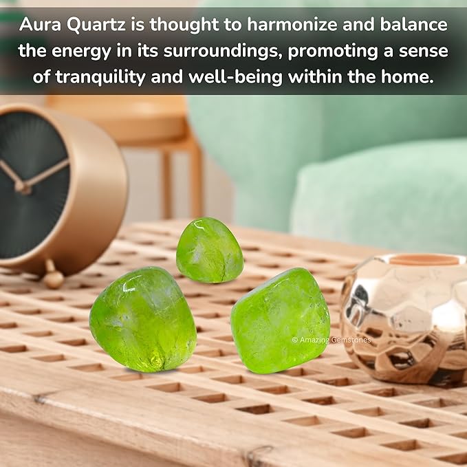 Amazing Gemstone Apple Aura Quartz Crystals and Healing Stones Tumbled - 1 oz, Healing Stones for Energy Balance, Stress Relief - Premium Polished Gems Rocks for Meditation and Wellness