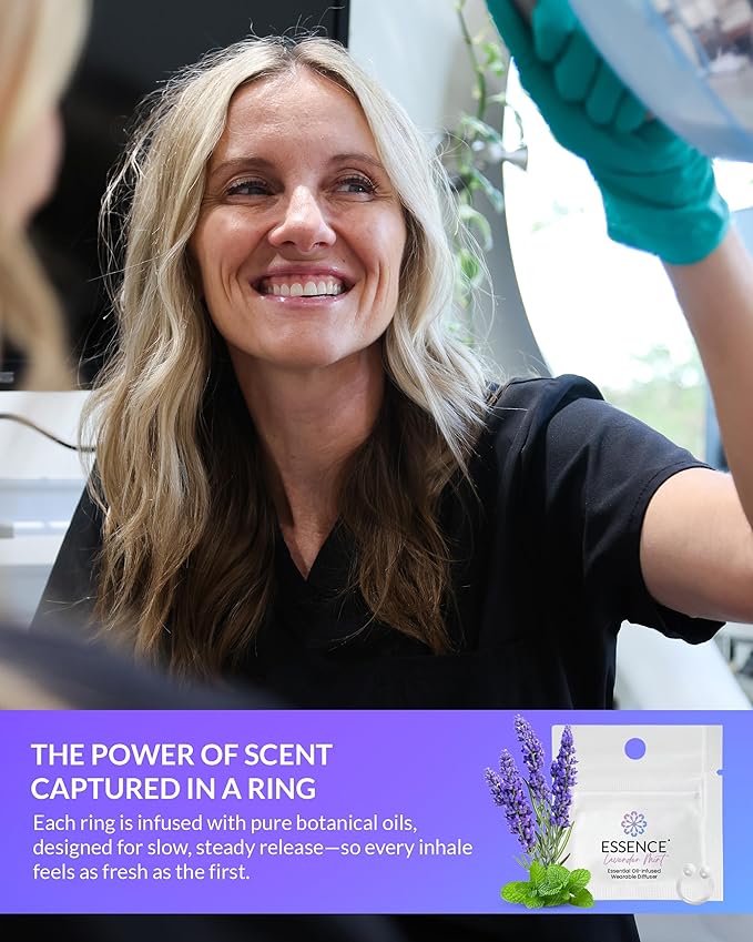 Essence Wearable Aromatherapy Nasal Diffuser – Lavender Mint Essential Oil Nose Ring Silicone Inhaler for Stress & Mood Support - Made in USA & Travel-Friendly
