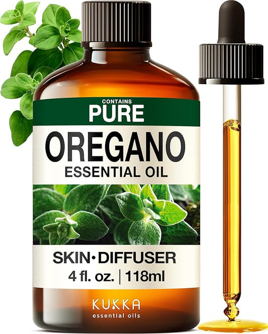 KUKKA Oregano Essential Oils - 4 Fl Oz - for Hair, Skin, Diffuser, Aromatherapy & DIY Soap Making Scent
