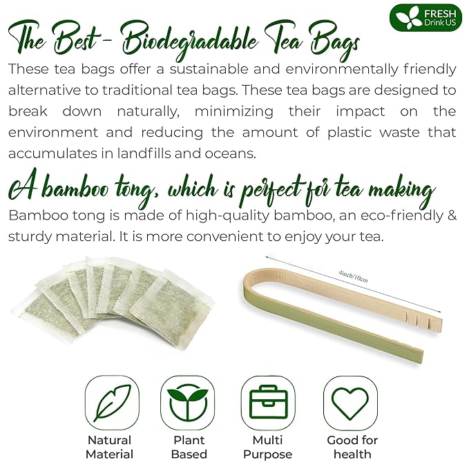 FreshDrinkUS, Premium 40 Soursop Turmeric Tea Bags, 100% Natural, Blend of Soursop Leaves, and Turmeric Root. Made with Natural Material Tea Bags. No Sugar, Vegan.