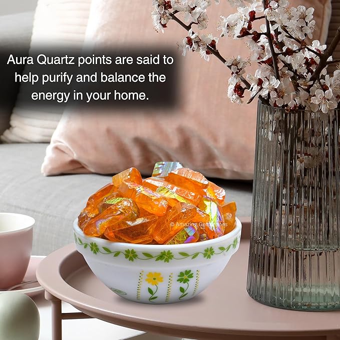 Amazing Gemstone 2 Pieces Tangerine Aura Quartz Raw Pencil Points Crystals and Healing Stones, Natural Rocks for Meditation and DIY Raw Point Stones and Crystals