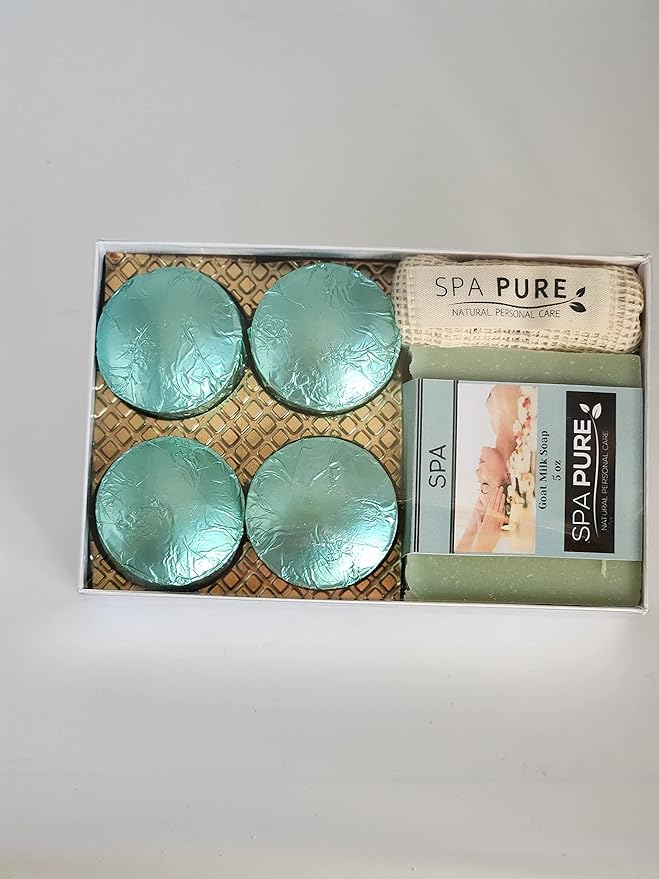 Spa Pure Aromatherapy Gift Set - Spa Bath Melts and Artisan Soap - Made in USA with Plant Based Ingredients - Cotton Soap Bag