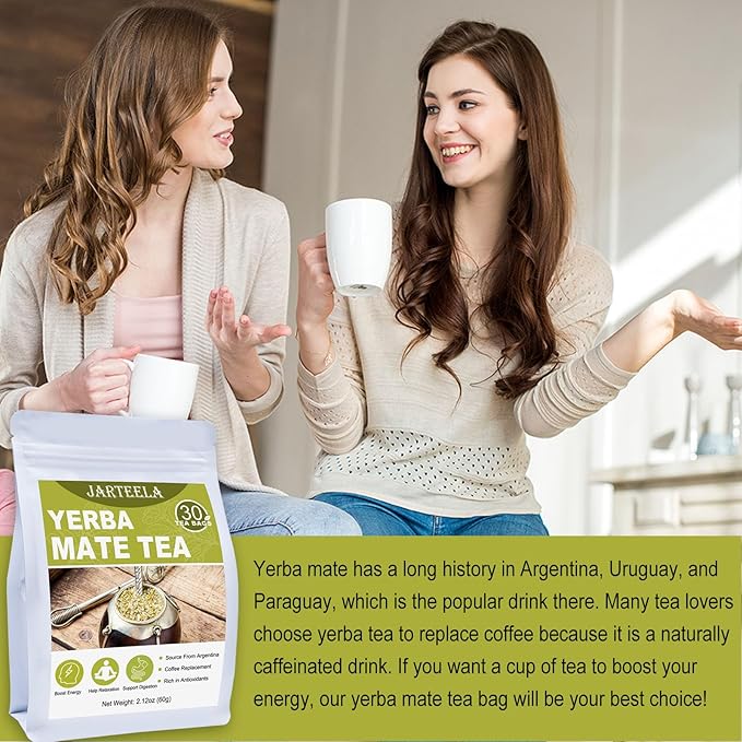 Jarteela - Yerba Mate Tea Bag, 2g x 30 Count - Unsmoked Mate Tea from Argentina - Yerba-mate Tea Bags for Relaxation - Perfect Coffee Replacement