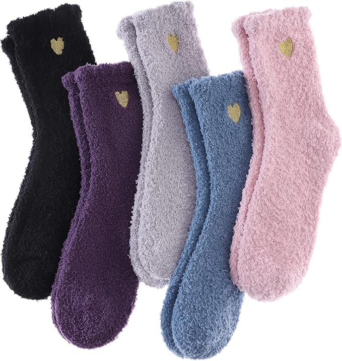 LINEMIN Womens Fuzzy Socks Cozy Fluffy Winter Warm Slipper Socks Microfiber Soft Home Sleeping Socks