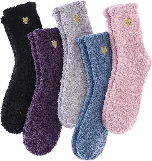 LINEMIN Womens Fuzzy Socks Cozy Fluffy Winter Warm Slipper Socks Microfiber Soft Home Sleeping Socks