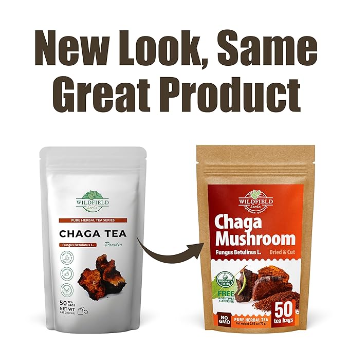 50 Bags Chaga Tea Chaga Mushroom Tea Herbal (Inonotus Obliquus) - 50 Count 1.5g Bags Herb