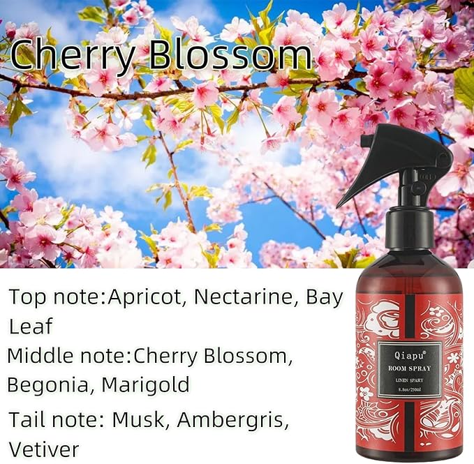 Natural Room Spray Pure Essential Oils Cherry blossoms Pillow Spray for Bedding Pillows Sheets Curtains and Fabric Aromatherapy