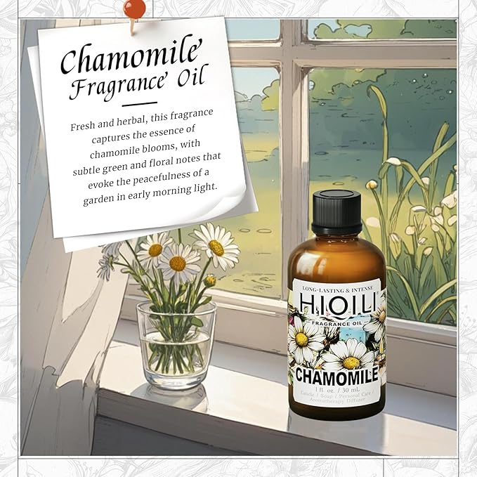 HIQILI Chamomile Fragrance Oil for Candle, Soap Making, Use in Essential Oil Diffusers, Add to Body Lotion, Laundry Dryer Balls - 1 Fl Oz