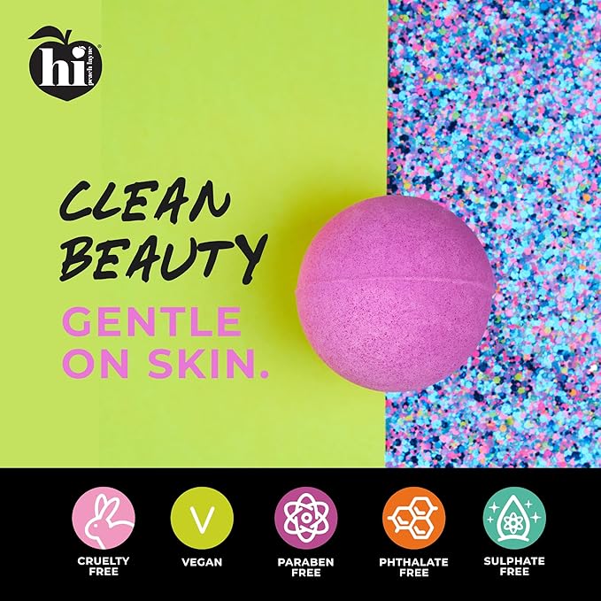 Hi Peach Layne Cherry Blossom Bath Bombs 12-Pack (3.5 oz Each) – Vegan, Clean Beauty Spa Gifts for Women & Kids, Fun Fizzing Bath Bombs for Girls