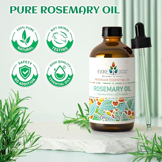 EVOKE OCCU Rosemary Oil for Hair Growth, Nourishing Scalp, Relieving Hair Loss & Reducing Dandruff - 4 Fl Oz