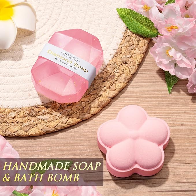 Birthday Gifts for Women Self Care Gift, Cherry Blossom Relaxing Spa Gift Baskets Bath Set Get Well Soon Care Package Christmas Mom Gifts for Wome Sister Friend Wife Grandma w/ Blanket