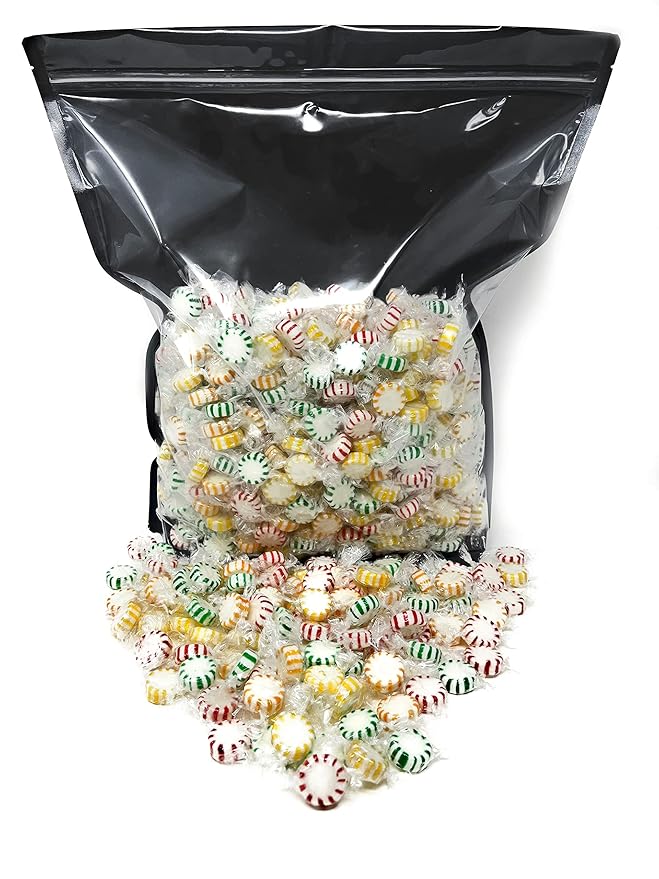 Halloween Fruit Flavored Starlight Hard Candy - 10 lbs - Apple, Strawberry, Lemon and Orange Flavored Disks Old School Classic Starlights - Bulk American Vintage Candy Assortment - Individually Wrapped, 160 oz.