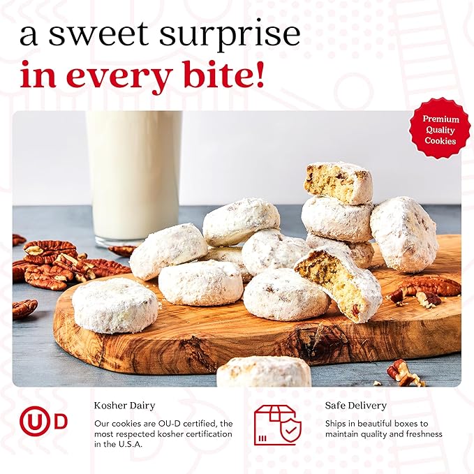 David's Cookies Gourmet Butter Pecan Meltaway Round Tin with Crunchy Pecans and Powdered Sugar, All-Natural Ingredients, Kosher, Ideal Present for Special Occasions, 64 Oz (2 Pack)