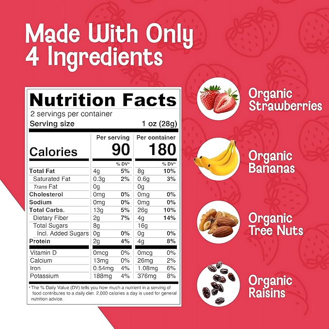 Monkey Brittle Healthy Snacks, Crispy Plant-Based Treats for Kids & Adults, Vegan & Gluten-Free, All-Natural Snack for School, Sports, Camping & On-the-Go (Pack of 6), Strawberry Banana Crunch