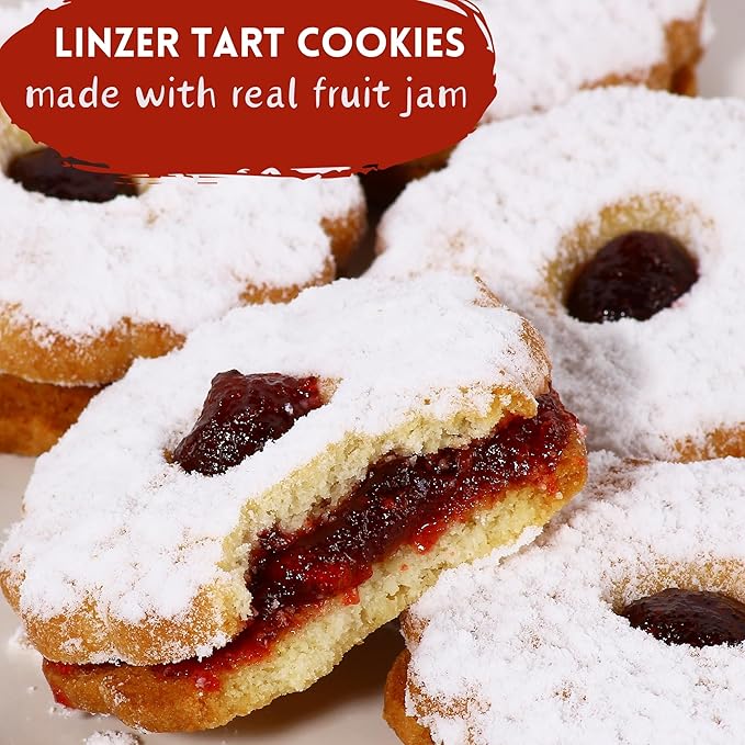 Linzer Tart Cookies | 10 Individually Wrapped Shortbread Cookies | Fresh & Delicious Italian Cookies | Linzer Tortes | Jelly Filled Cookies | Gourmet Cookies | 9 oz Stern’s Bakery