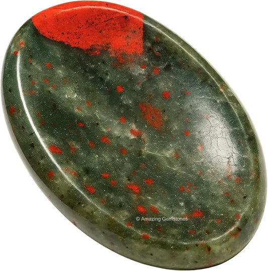 Amazing Gemstone African Bloodstone Worry Stone Crystals and Healing Stones - Worry Stones for Stress Relief Gifts - Piedra Crystal Fidget for Meditation - Unique Stocking Stuffers and Birthday Gifts