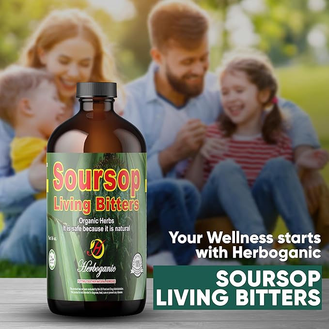 Herboganic Soursop Living Bitters for overall Health and wellness | Pack of 2 | 16 Oz