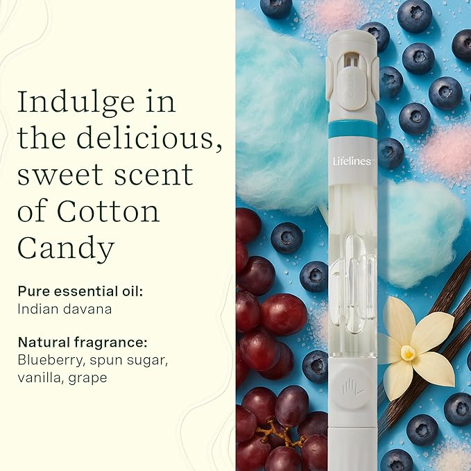 Lifelines Pen Diffuser Set, Cotton Candy - 1mm Black Ballpoint Pen with Scented Essential Oil Blend & 2 Ink Refills – Aromatherapy Diffuser & Sensory Immersion Diffuse Aroma As You Write