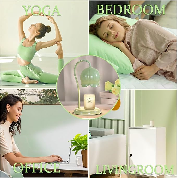 Candle Warmer Lamp Green, Dimmable Scented Wax Melt Warmer with Timer, Lamp Candle Warmer for Womens Gifts, Housewarming Gifts for Home Bedroom Decor, Xmas Birthday Gifts for Mom
