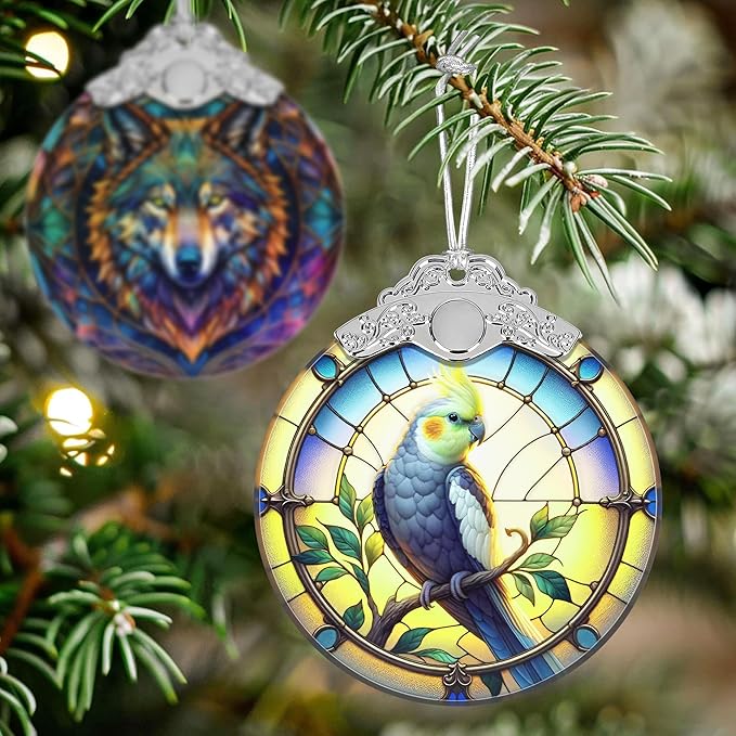 Cockatiel Stained Glass Orament - Christmas Ornament - Christmas Decorations for Tree - Holiday Present ldeas - Gift Exchange