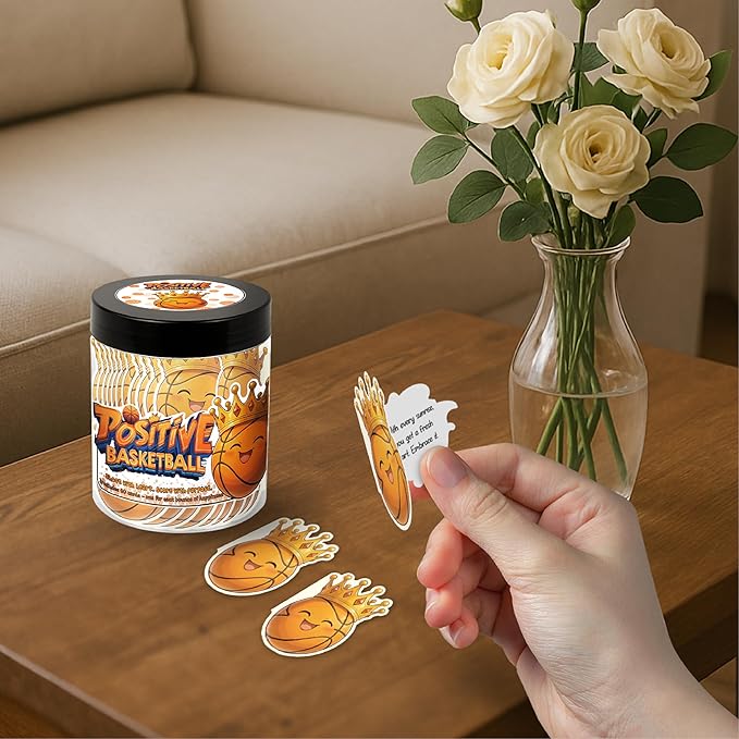 Positive Basketball Jar With 60 Daily Affirmation Cards, Emotional Support Basketball, Basketball Gift For Teen Boys Girls And Men, Coach, Christmas Gifts, Stocking Stuffers For Teen Boys