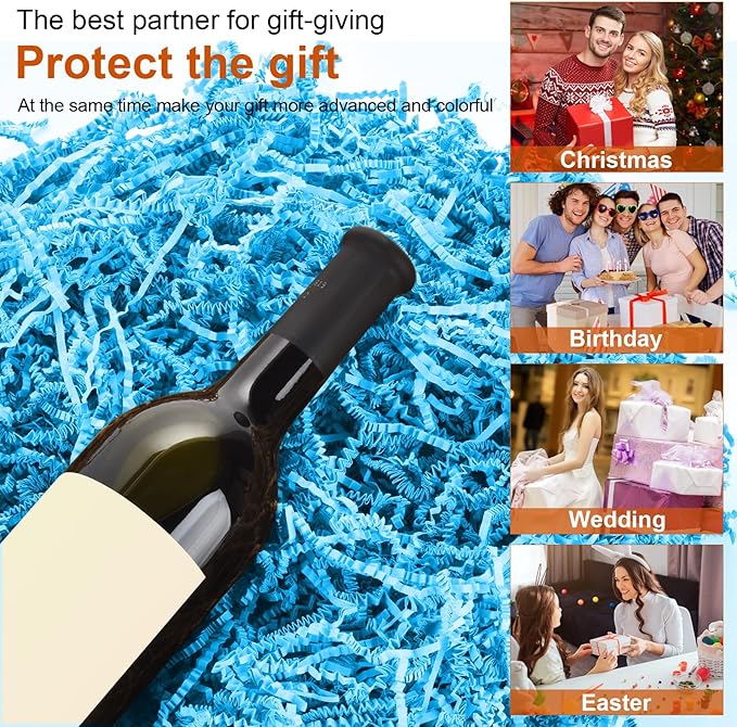 Darfukei Shredded Paper For Gift Baskets, Crinkle Paper Filler, 1/2LB (8 oz) Crinkle Cut Paper Shred, Bridesmaid Engagement Gift Boxes Bags Filler, Tissue Gift Basket Filler, Packing Grass Confetti For Birthdays, Weddings,Anniversaries,Gift Wrapping