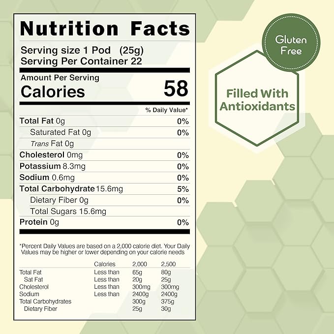 True Honey Green Tea Pods - Honey Crystals Blended in Every Tea Pod, Supports Heart Health, Excellent Antioxidants, All Natural, Organic, Herbal & Caffeine-Free, 22 Green Tea Pods