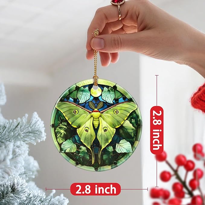 Christmas Ornament, Christmas Decoration, Ceramic-Style Luna Moth Ornament, Heirloom Keepsakes, Holiday Ornaments, Holiday Presents, Unique Xmas Gifts, Gift Exchange Ornaments, Gift Idea