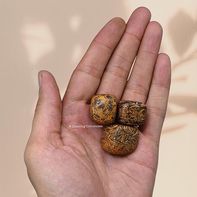 Amazing Gemstone Mariyam Jasper Crystals&Healing Stones - 1 oz Mariyam Jasper Stone, Natural Healing Stones for Energy Balance, Stress Relief - Premium Polished Gems Rocks for Meditation&Wellness