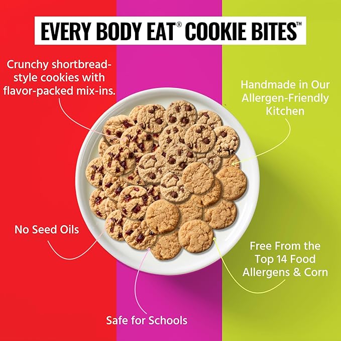 Every Body Eat Crunchy Cookie Bites, Gluten & Dairy Free, Vegan, School Safe Lunch Snacks, Single Serve (Pack of 20) (Variety Pack)
