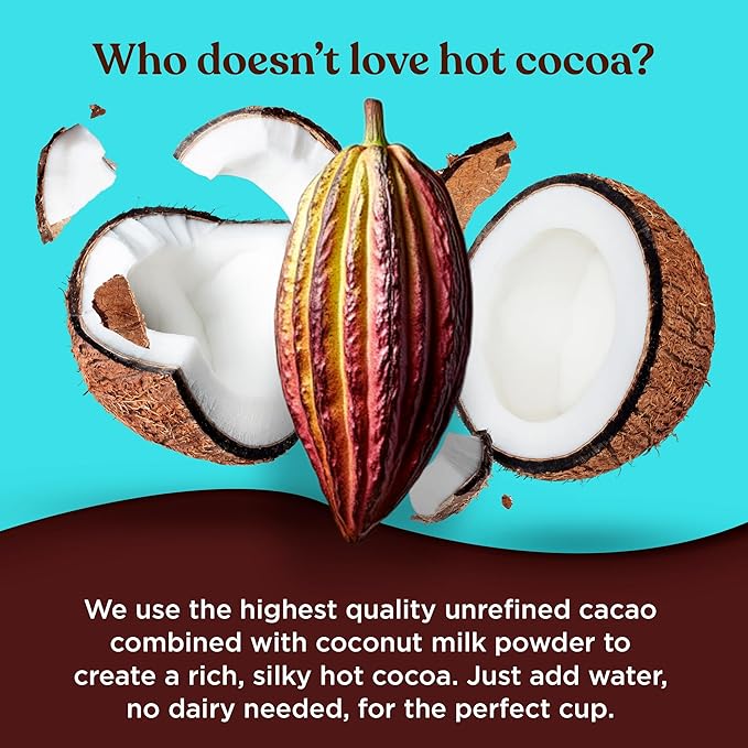 Four Sigmatic Calm Mushroom Cocoa Mix | Organic Dark Hot Cocoa Mix with Reishi Mushroom | Vegan, Dairy Free | 15 Servings