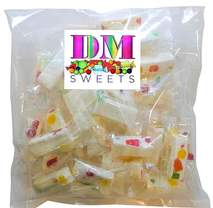 Jube Nougats - 1 lb of Individually Wrapped Fresh Pieces of Soft Nougats with Fruit Flavored Jujubes