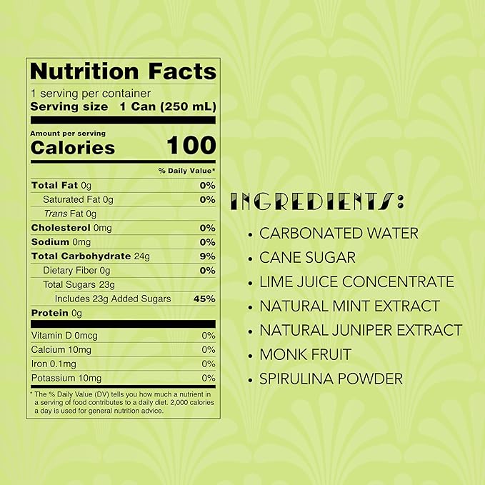 Blind Tiger Southside Mojito 4-Pack | Lime, Mint & Juniper Non-Alcoholic Sparkling Mocktail | Crafted with Natural Ingredients | Mixers, Cocktails, Mocktails | 8.4 fl oz Cans