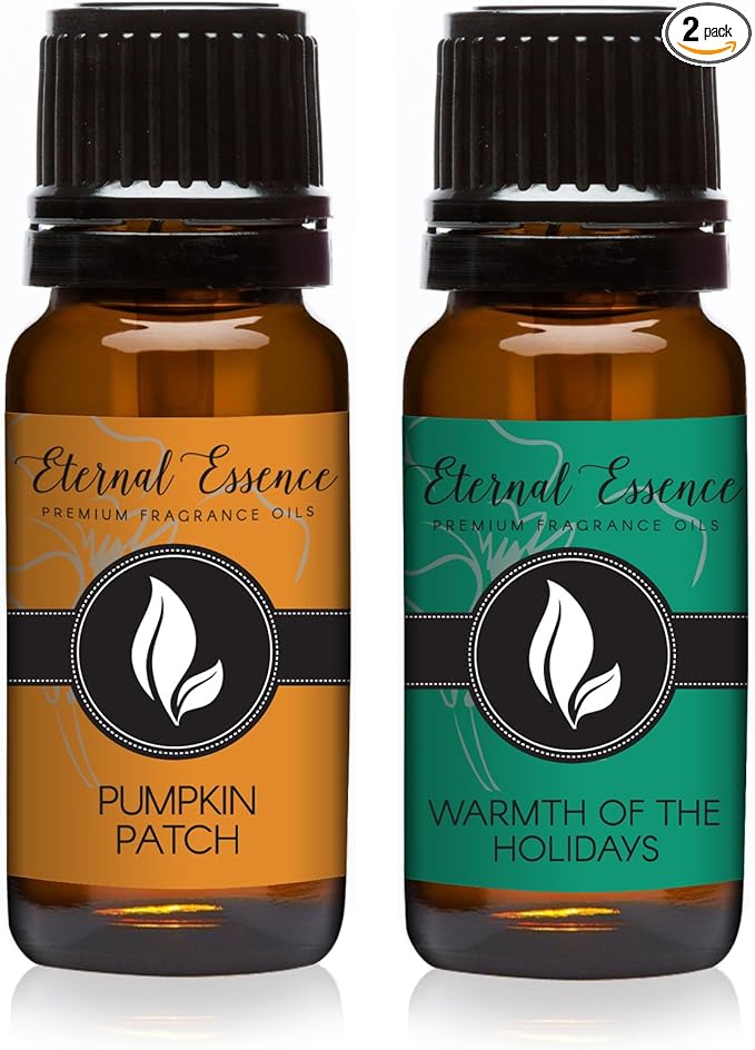 Eternal Essence Oils 2 Pack 10ml Premium Fragrance Oil - Pumpkin Patch & Warmth of The Holidays - for Candle, Soap Making, Aromatherapy, Diffusers, Home Care, & Humidifiers