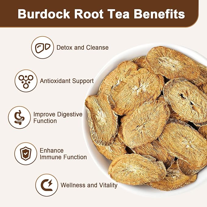 Burdock Root Tea Bags - Digestion & Improving Liver Support, Premium Burdock Root, with Antioxidants, Minerals & Vitamin C, Caffeine Free, 40 Tea Bags
