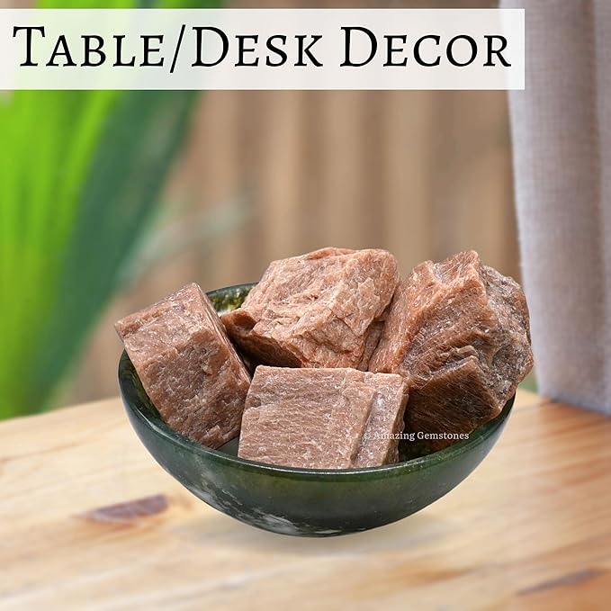 Amazing Gemstone 2 Pieces Peach Moonstone Raw Crystals and Healing Stones, Natural Rocks for Tumbling and DIY Raw Stones and Crystals